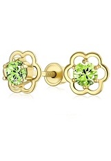 lovely mini flower cz August birthstone baby earrings